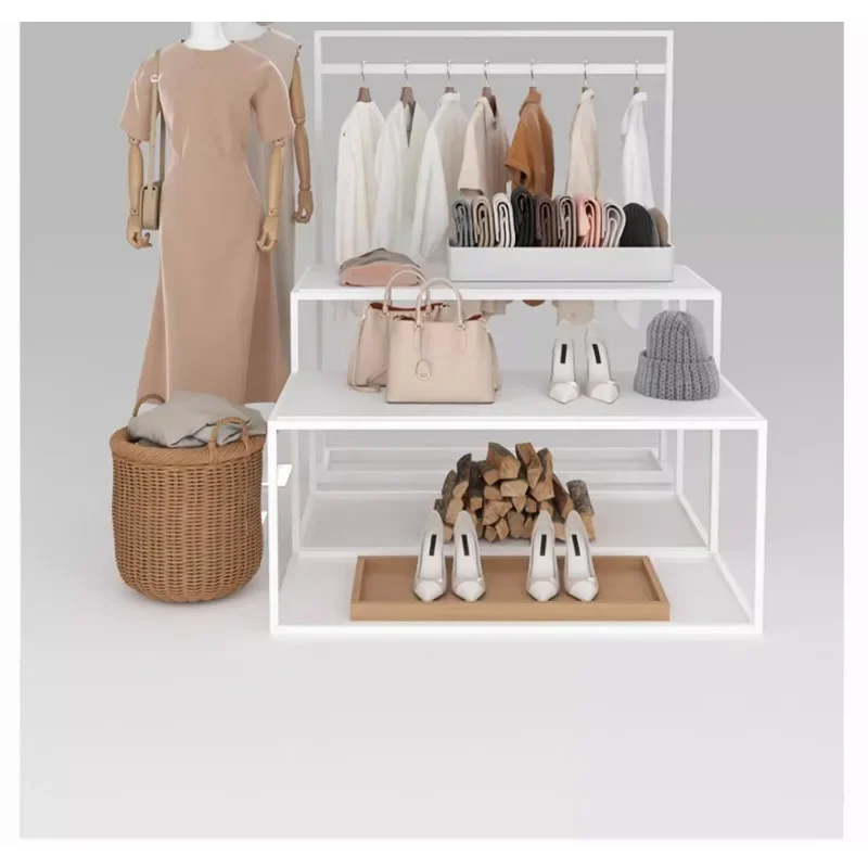 

Clothing High and Low Water Platform Women's Clothing Store Display Table White Clothes Nakajima Display Shelf Display Shelf