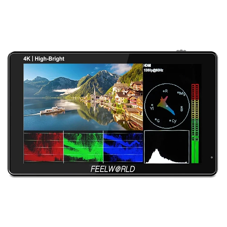 New FEELWORLD LUT5E 5.5 inch High Bright 1600nit Touch Screen DSLR  Field  F970 External Power and Install Kit