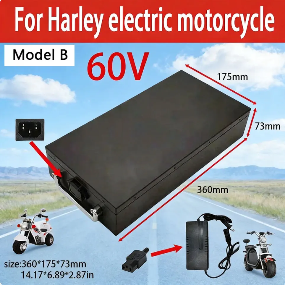 Brandneue 60V 18650 Lithium-Batterie für Harley 20AH-40AH Wasserdichtes Gehäuse+BMS 40AH+Ladegerät Geeignet für City Coco Elektroroller