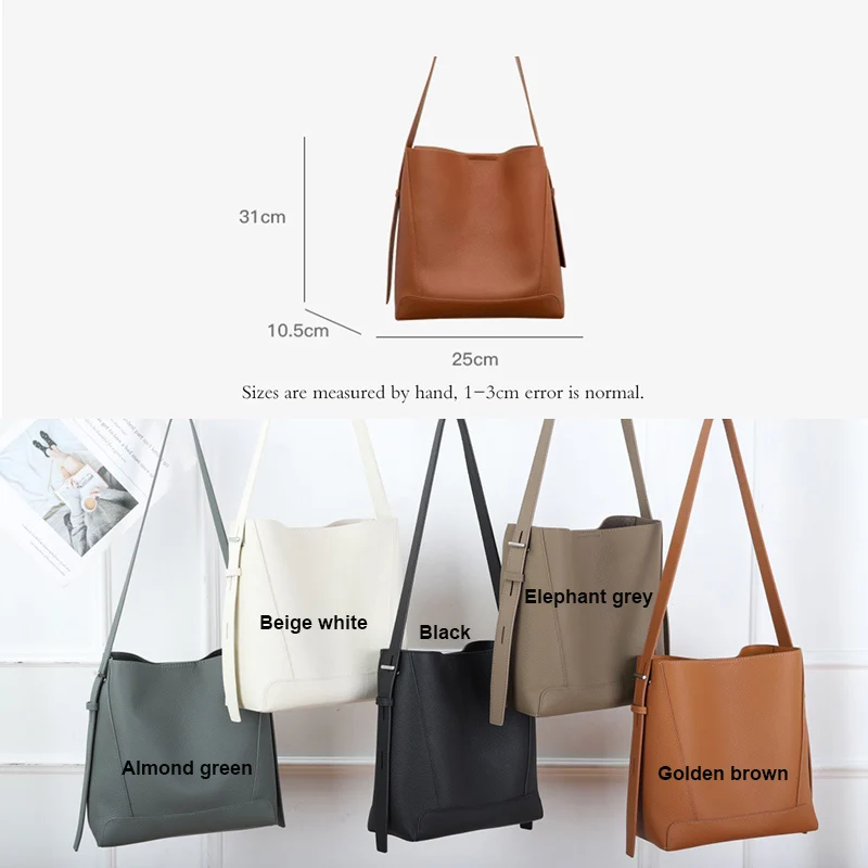 Minimalist Lady Commute Messenger Bag Women Luxury Genuine Leather Casual Shoulder Bags Female Classic Bucket Bag 2023 New Style