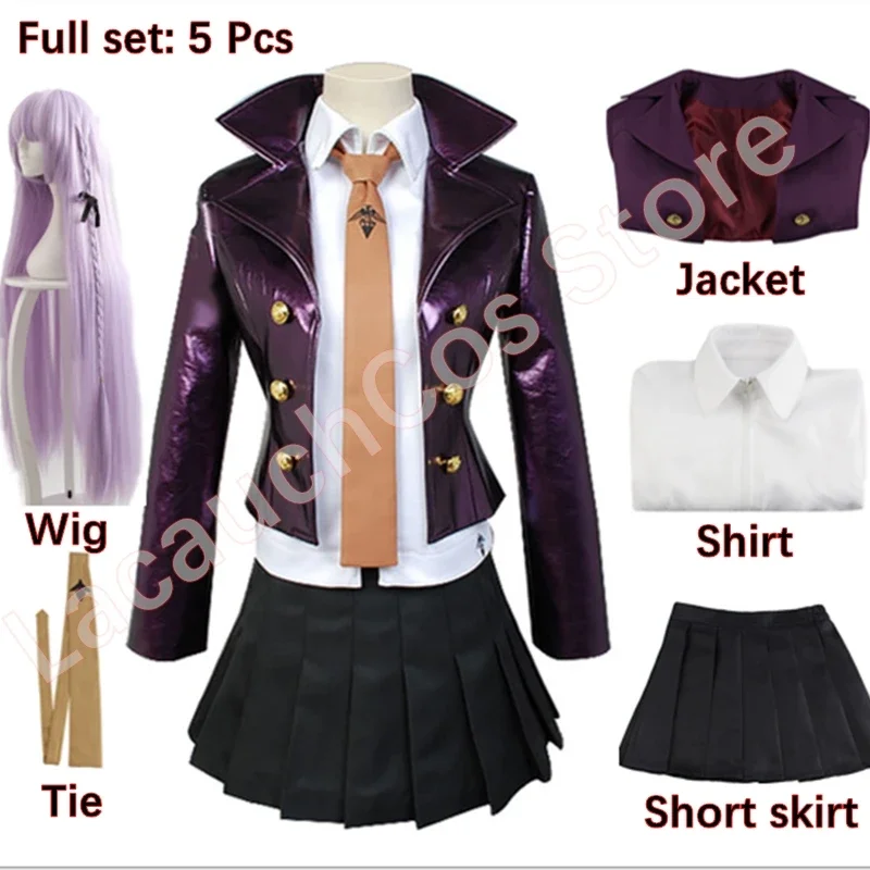 Lacauchcos anime Danganronpa Kyoko Kirigiri cosplay costume dress set with women Halloween wig short skirt jacket shirt tie uy92