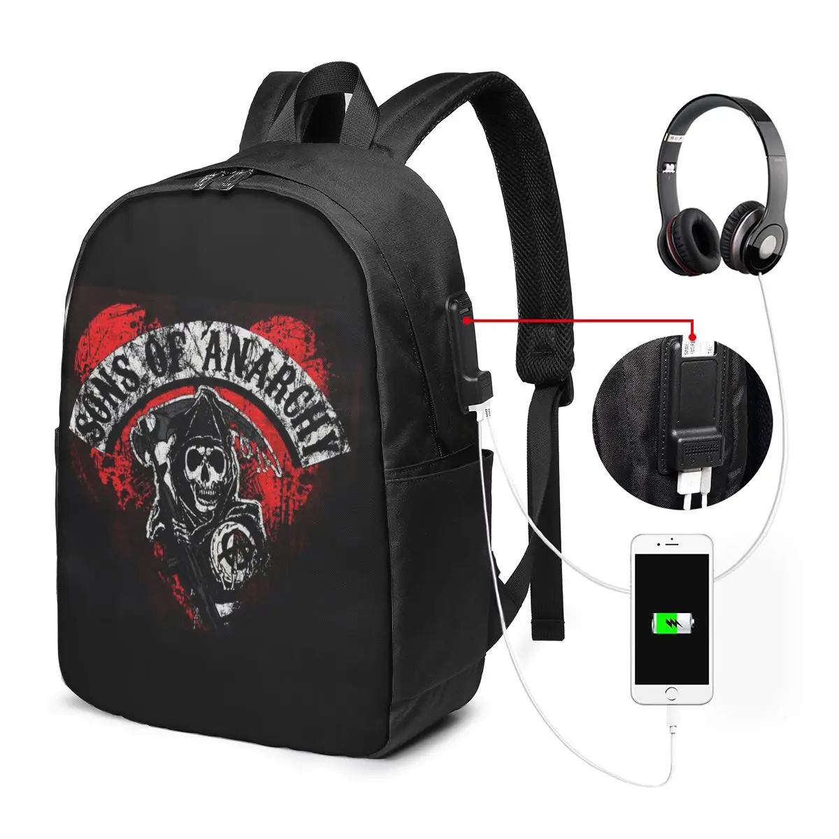

Sons Of Anarchy Samcro Whiskey Backpack Travel Notebook Bag Computer College Student School Bag LaptopShoulder Bags for MenWomen