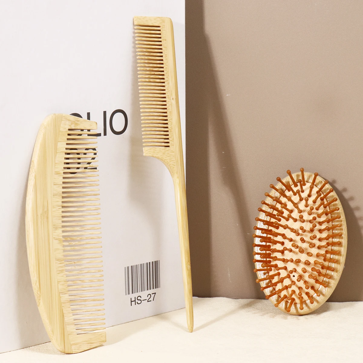 3pcs natural wooden comb set, pointed tail comb, double-sided comb without handle scalp massage comb,Special for real hair wigs