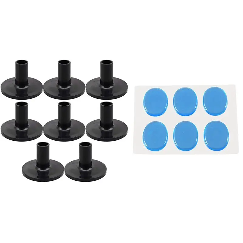 6Pcs Snare Drum Mute Pad Drum Damper Gel Pads & 8Pcs Drum Cymbal Sleeves 38X26mm For Shelf Drum Kit Black