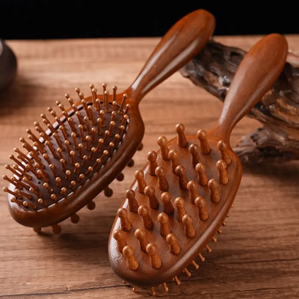Double Sided Sandalwood Air Bag Comb Anti Static Scalp Massage Wood Comb Head Blood Circulation Nose Air Cushion Comb Curly Hair