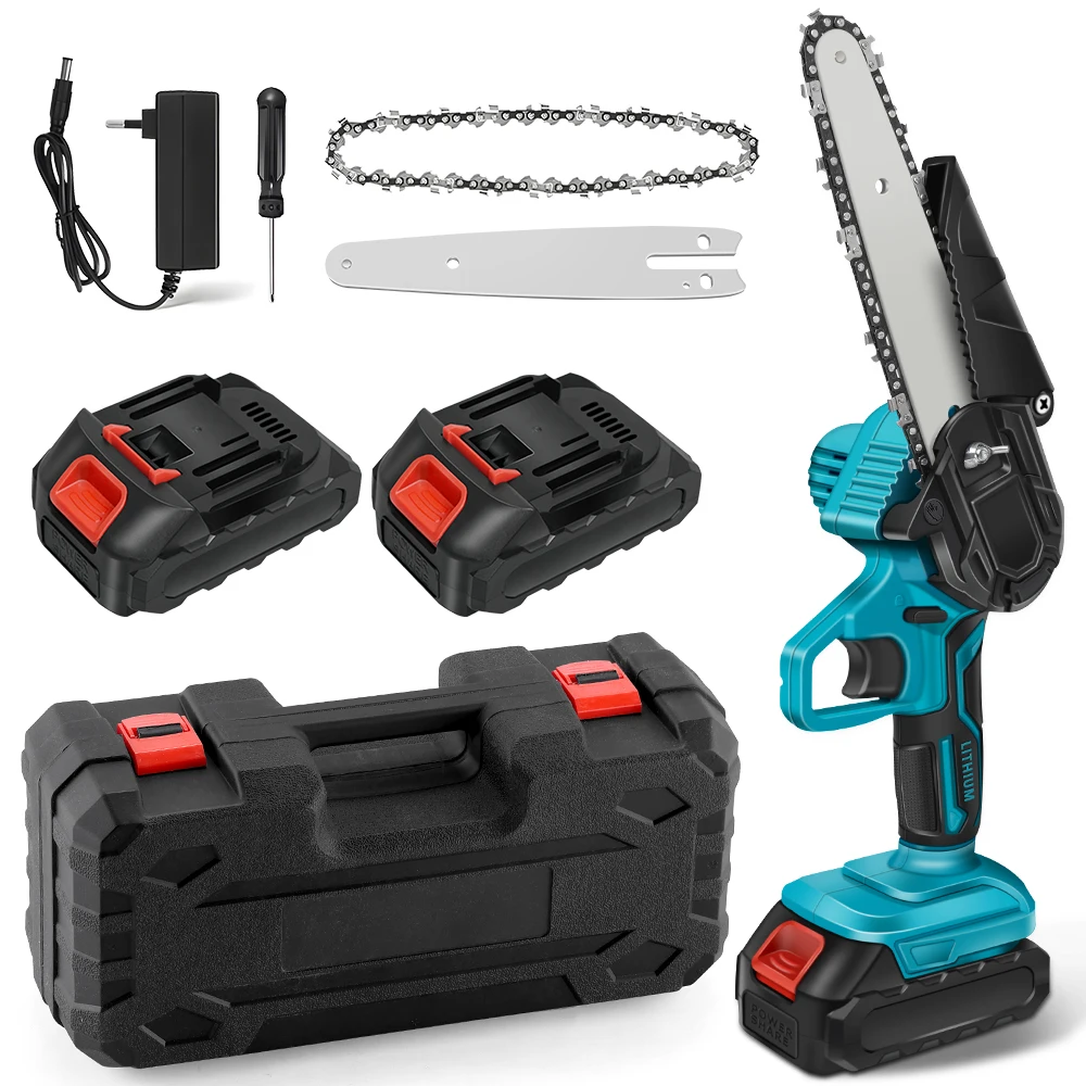 Mini Chainsaw 6 Inch Handheld Chain Saw with Security Lock & Auto Oiler System for Tree Branches, Courtyard, Household & Garden