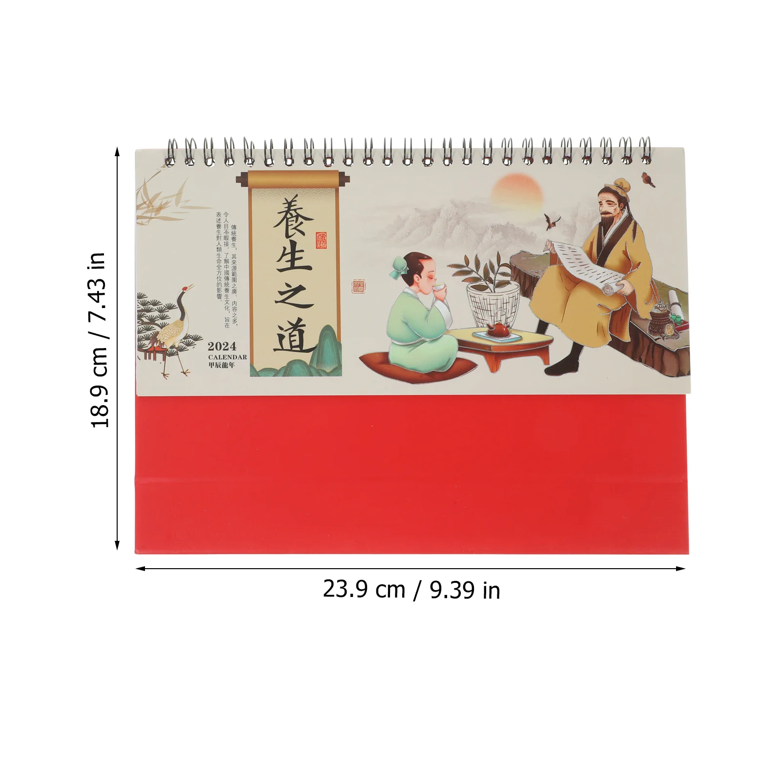 Kalender Mini 2024 Gaya Cina Desain Indah Penggunaan Serbaguna Kalender Meja Berdiri untuk Kantor dan Rumah