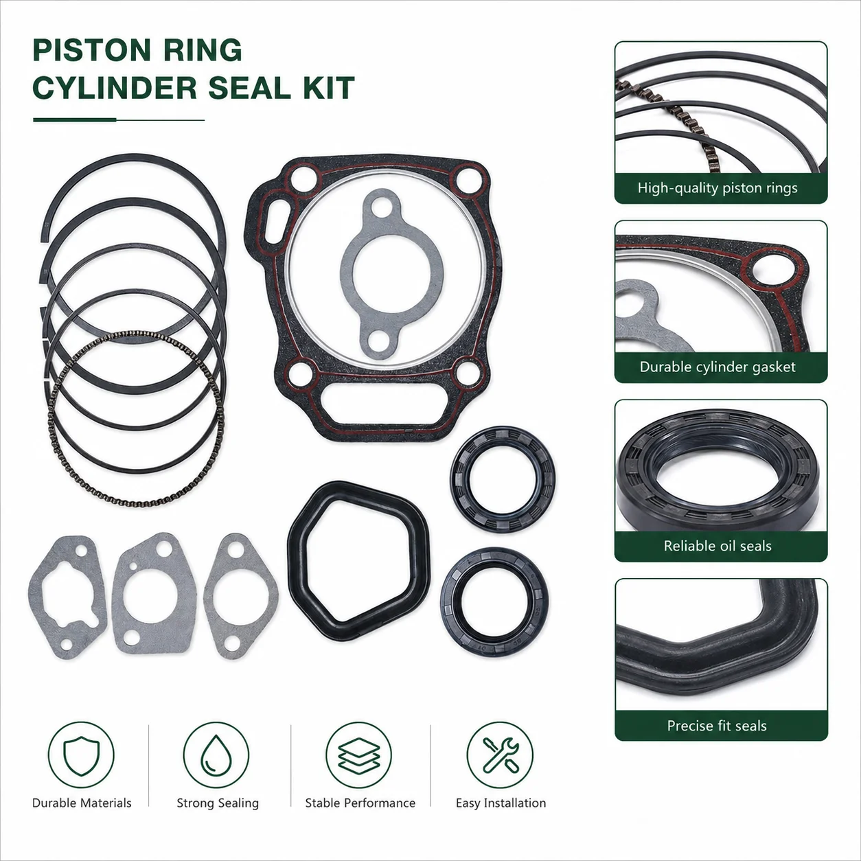 Piston Ring Cylinder Gasket Seal Kit Replacement Fits Honda GX340 GX390 188F 11HP 13HP 5KW Small Engine Generator Parts