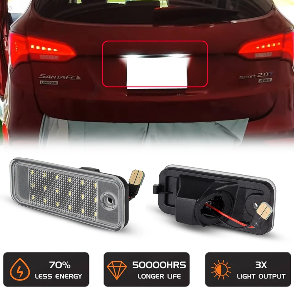 18SMD LED Tail License Plate Light For Hyundai Santa Fe DM Grand Santa Fe NC Azera Grandeur  Kia Rondo Carens 2013- 6000K