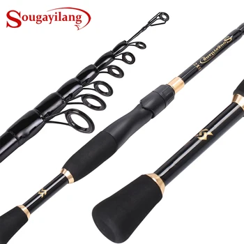 Sougayilang Telescopic Fishing Rod Ultralight Weight Spinning Fishing Rod Carbon Fiber Mat