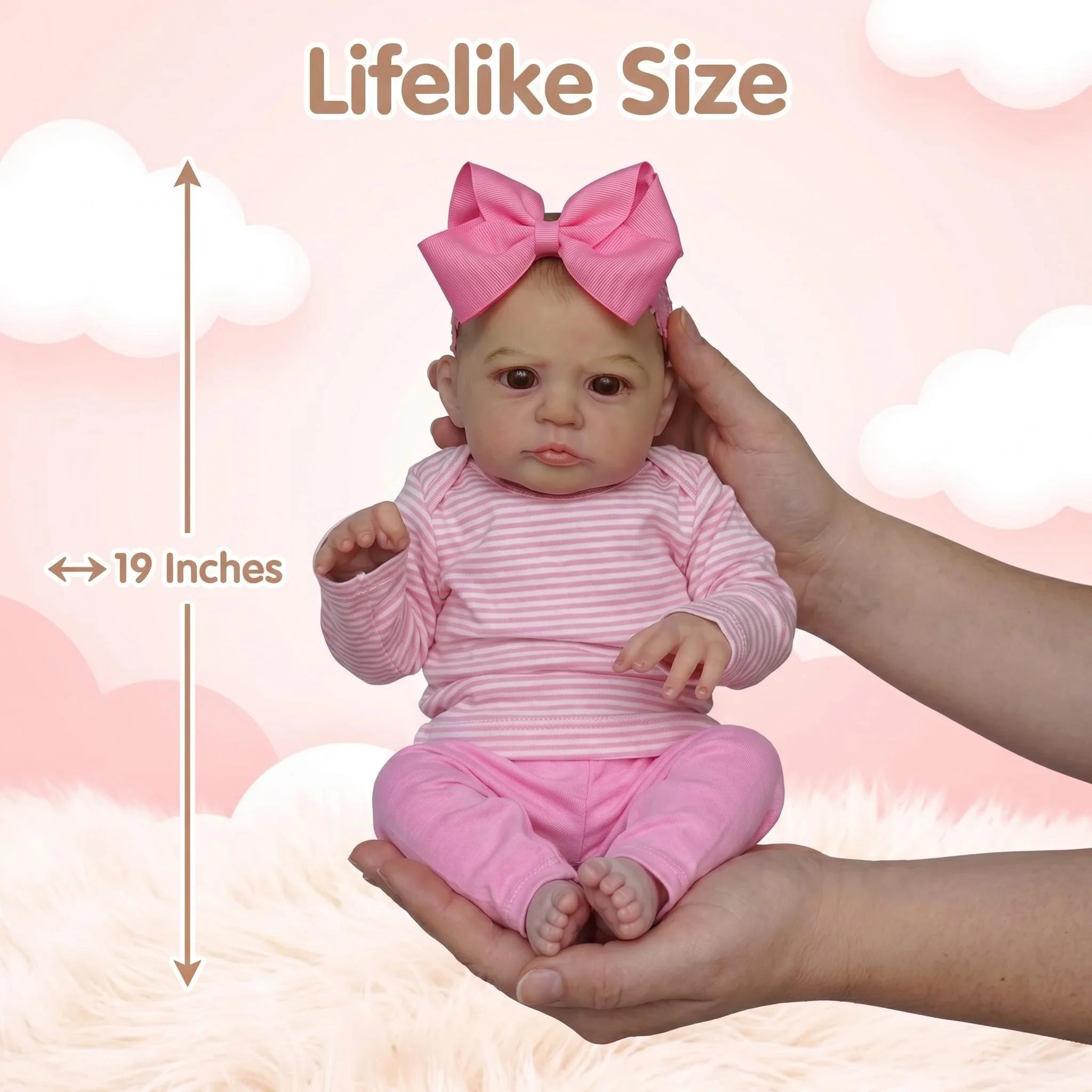 NPK 18inch Newborn Baby Doll Heron Reborn Realistic 3D Skin Hand Drawn Hair Collectible Size Perfect for Gifts And Collectors