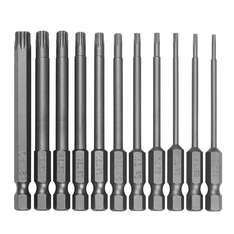 11PCS Torx Kopf Schraubendreher Bit Set Magnetische 1/4 "Hex Schaft S2 Stahl 3 Zoll Lange Bohrer Bits sicherheit Torx Bits T6T40 50/100mm