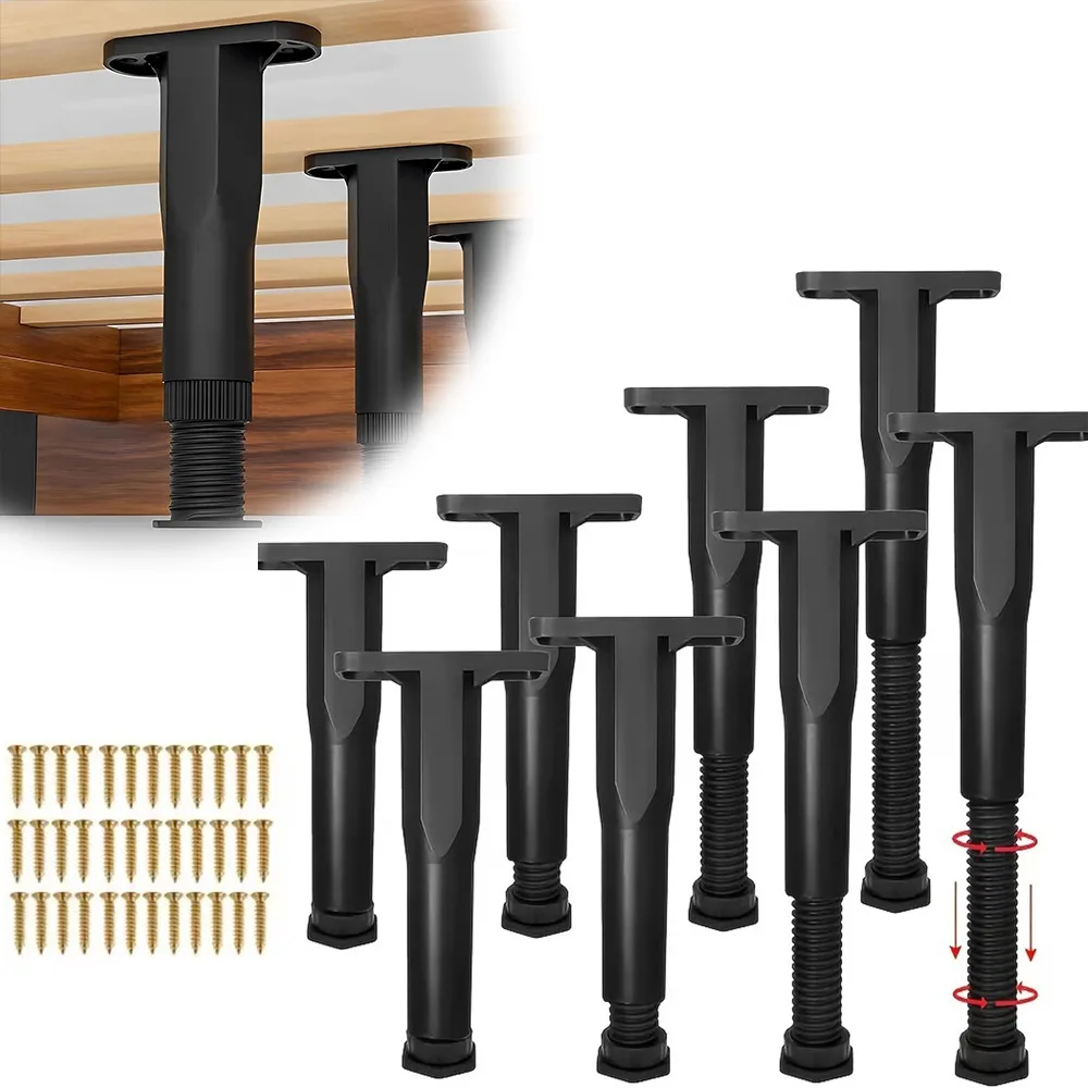 Set di 8 Gambe di Supporto per Letto, Gambe Regolabili per Telaio del Letto, Gambe di Ricambio per Letto, Divano, Armadio e Tavolo