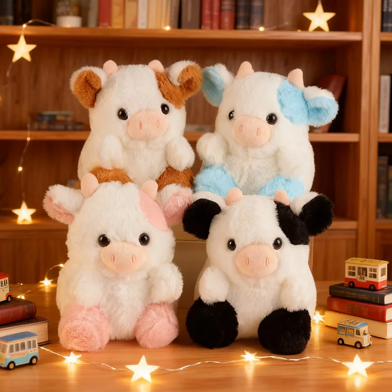 Juguetes de peluche de vaca lechera de 20cm, muñecos de animales súper suaves y agradables para la piel, artículos decorativos de escritorio exquisitos, regalos de cumpleaños para amigos