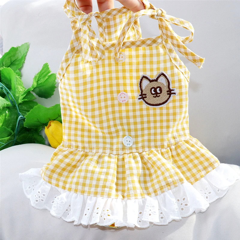 

Pet Lace Skirt Small Dog Princess Dress Teddy Autumn Plaid Dog Comfortable Pullover Beautiful Dog Clothes