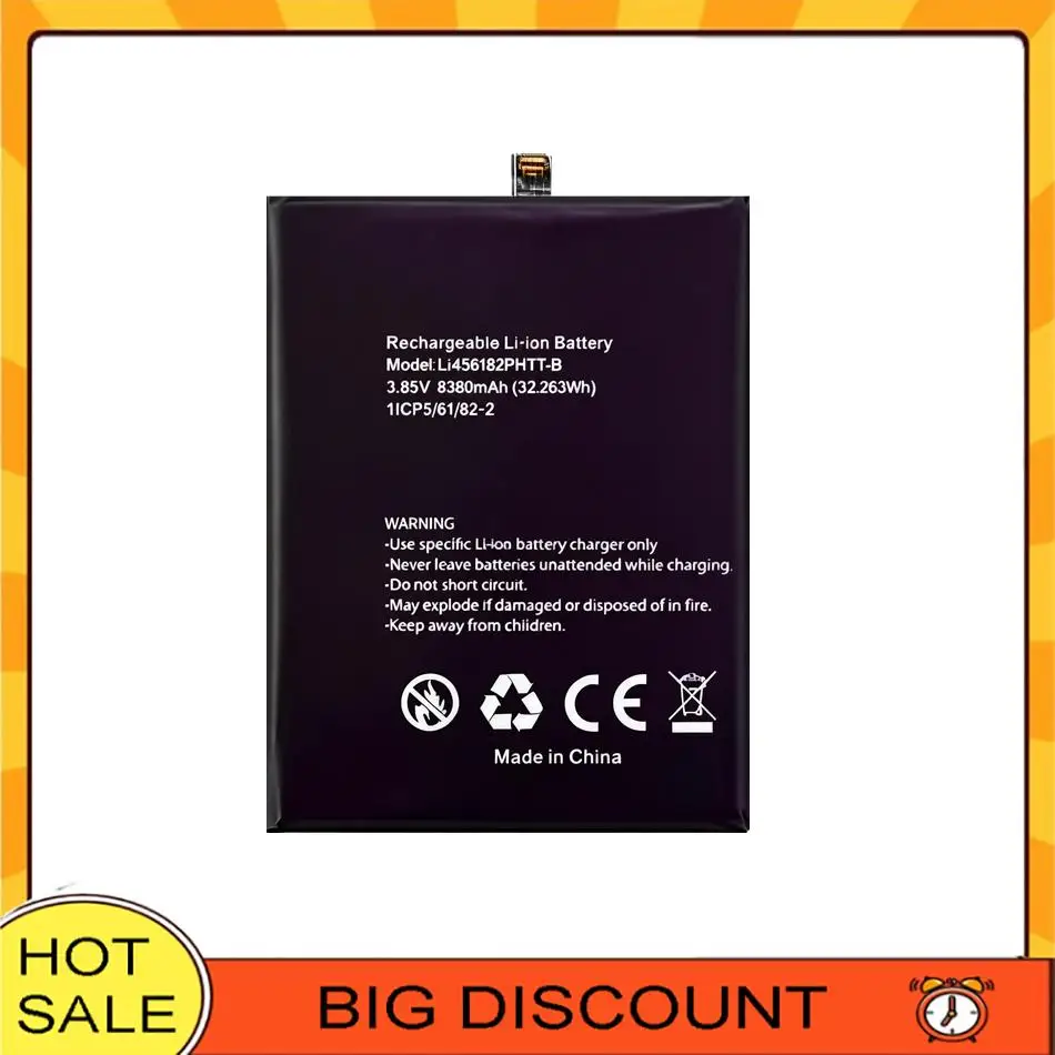 

Высококачественная сменная батарея для мобильного телефона Blackview BV8800 Li456182PHTT-B, 8380 мАч, с высокой совместимостью