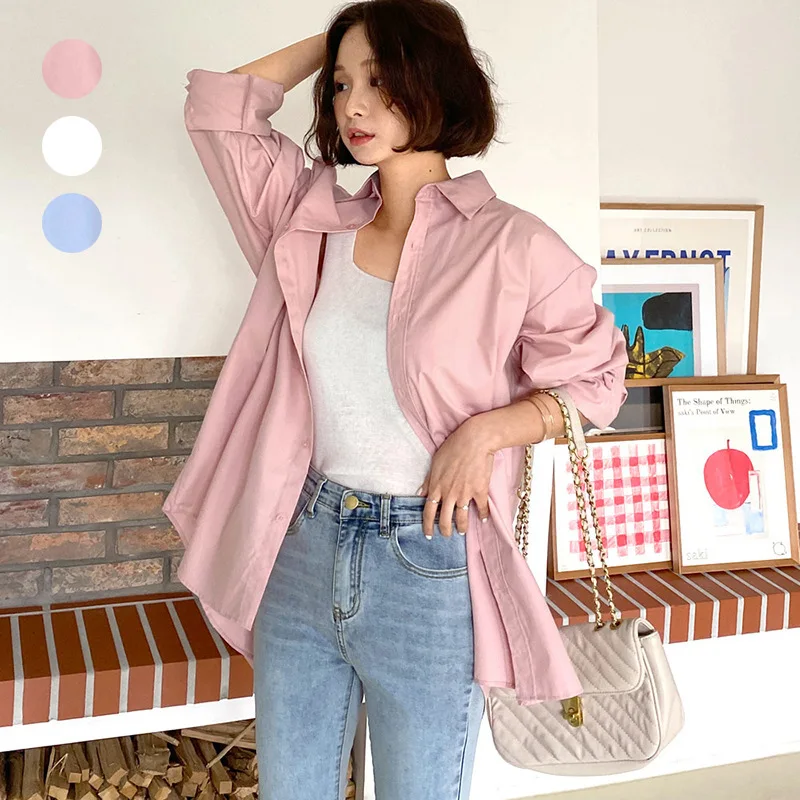 

Autumn Korean and Japanese Style New Women's Shirt Pure Cotton Loose Casual Design Back Split Shirt for Women