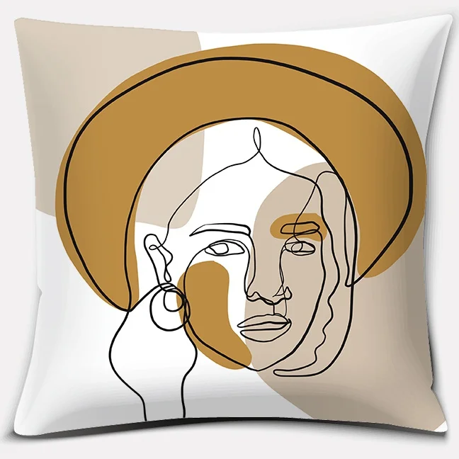 Home Decor Car Sofa Cushion Cover Abstract Face Collection Print Square Pillowcase