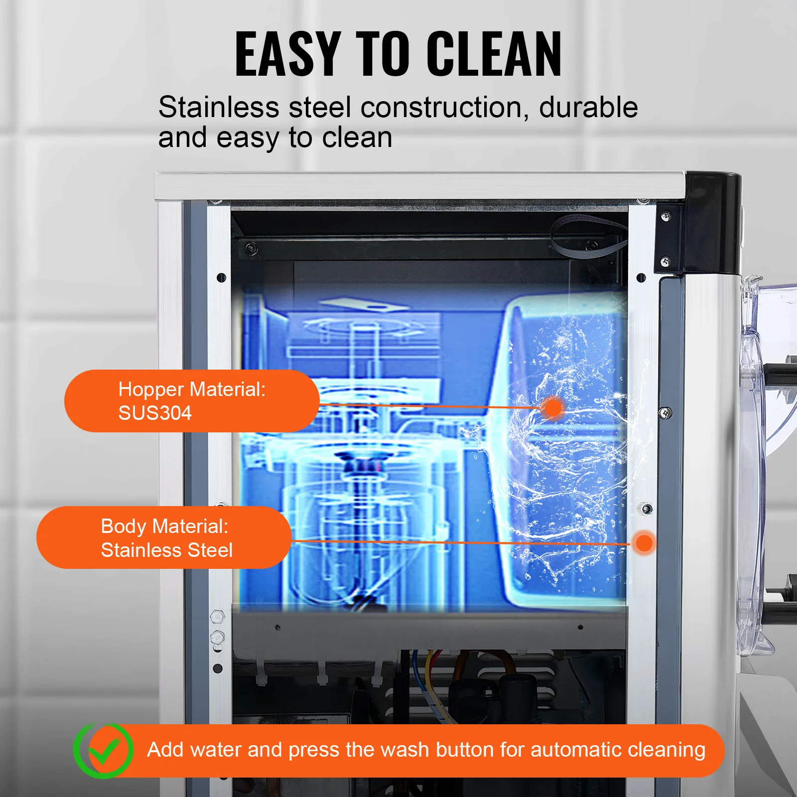 Commercial Soft Serve Ice Cream Machine Stainless Steel Cylinder LED Panel Auto Clean Pre-cooling Ice Cream Maker
