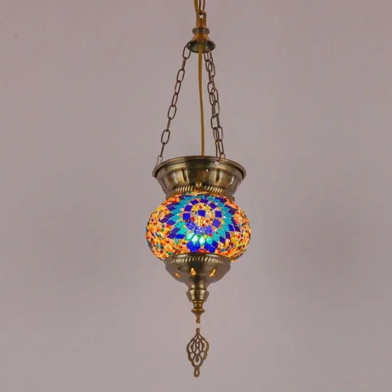 Retro Moroccan Brass Lantern Southeast Asian Style Hanging Light Fixture Unique Decor for Hotel Bar and Home Living Room