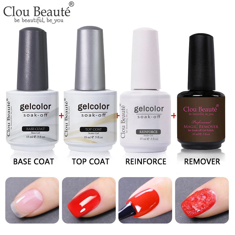 

Clou Beaute Nail Art Gel Nail Polish Vernis Semi Permanent UV Varnish Top Coat Base Lakiery Hybrydowe Manicure Remover Gel