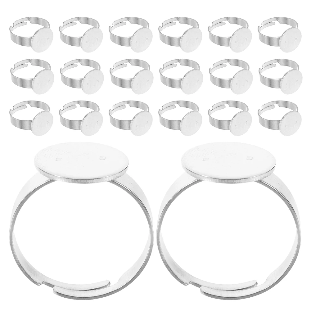 

40 Pcs Rings Bezel Ring Tray Base 12mm Flat Round Stainless Steel Diy Jewelry Making Tools Rings Bezels Settings