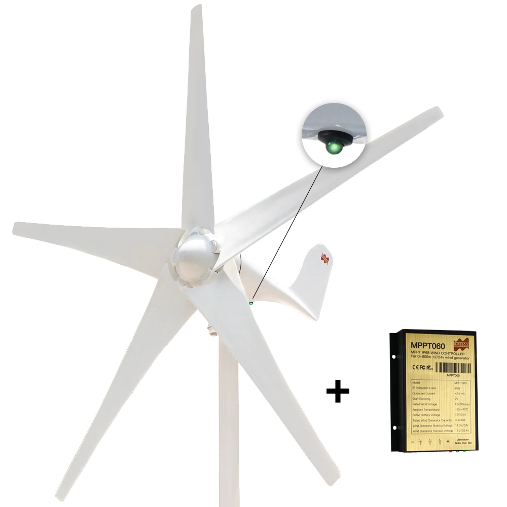 12V 24V 400W Wind Turbine Generator With Controller 3 5 Blades Small Wind Turbine For Home Use Low Noise High Efficiency