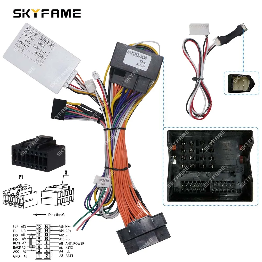 SKYFAME Car 16pin Wiring Harness Adapter Canbus Box Decode Android Radio Power Cabler For Buick Park Avenue