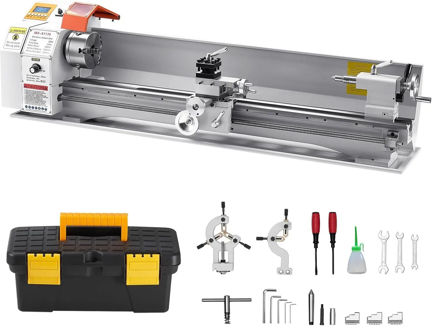 

Metal Lathe Machine, 8.7 x 39 in, Precision Bench Power Metal Lathe, Automatic Feed, 0-2500 RPM Variable Speed, 1250W Brus