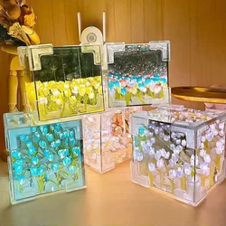 1Pc Tulip Lamp Handmade DIY Tulip Lamp Material Package Three-dimensional Night Light Flower Shape Cube Ornament Creative Lamp