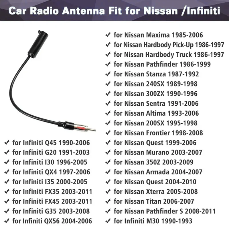 For Nissan Altima Frontier Xterra Infiniti G20 I30 QX4 Q45 Car Radio Antenna Aerial Adaptor Converter Connector