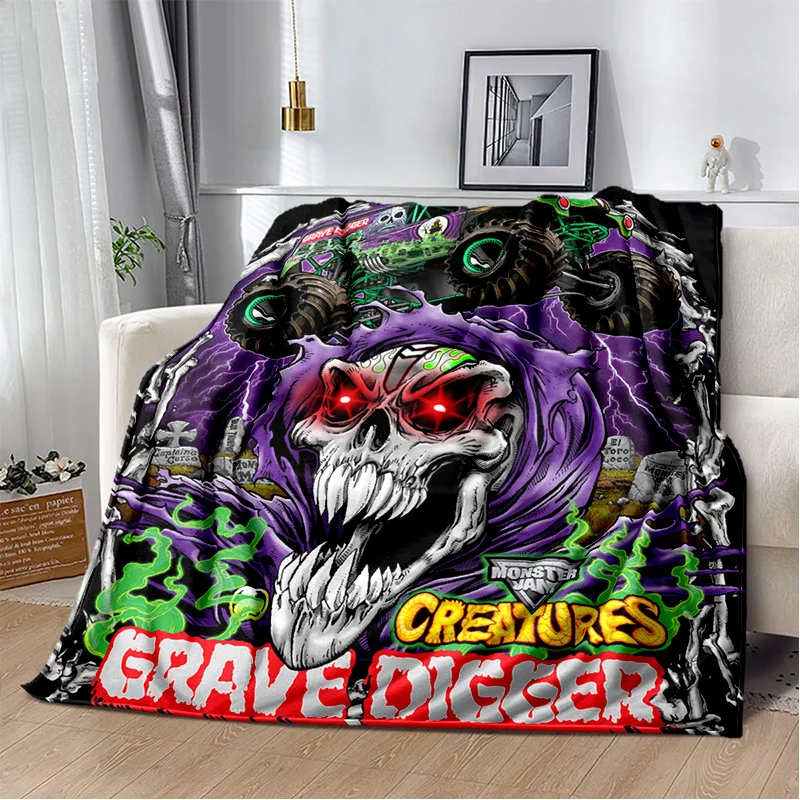 Couverture de dessin animé 3D Monster Jam Monster Truck, couverture douce pour la maison, chambre à coucher, lit, canapé, pique-nique, voyage,