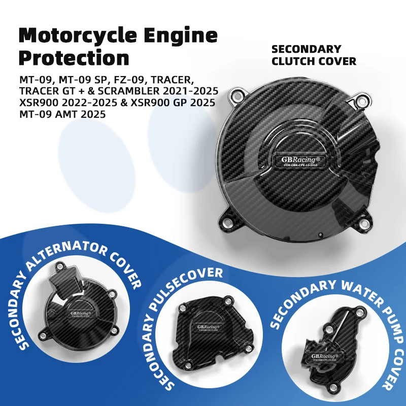 غطاء نبض ثانوي لمحرك GBracing متوافق مع ياماها MT-09 ATM 2025/SP، YZF-R9، FZ-09، Tracer/GT +، جهاز تشويش إذاعي 2021-2025 #1