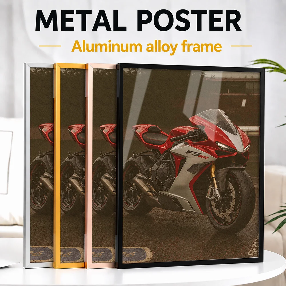 Italian F3 RR Pearl Shock Red And Ago Silver Motorcycle Framed Metal Poster Personalized Speed Culture Wall Art Gift For Riders