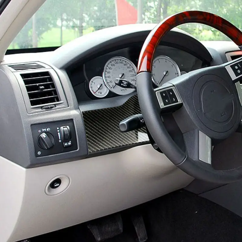 Car Accessories Below Steering Wheel Speedometer Panel Keyhole Frame Soft Carbon Fiber Trim For Chrysler 300 300C 2005-2010