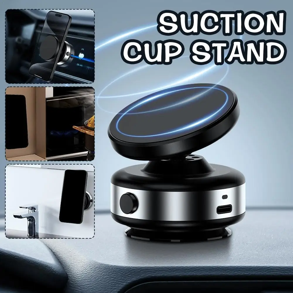 360° Rotating Vacuum Car Stand Magnetic Smart Car Phone Stand Adsorbed Ultra-stable Suction Cup Navigation Live Broadcast Stand