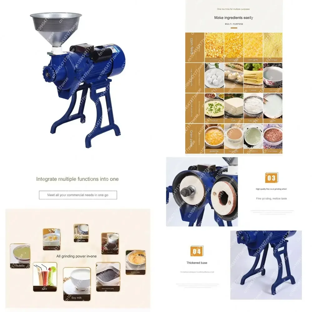 Electric Multifunction Grain Grinder Flour Mill Machine Low Noise Corn Rice Wheat Spice Milling Equipment For Farm Home Shop