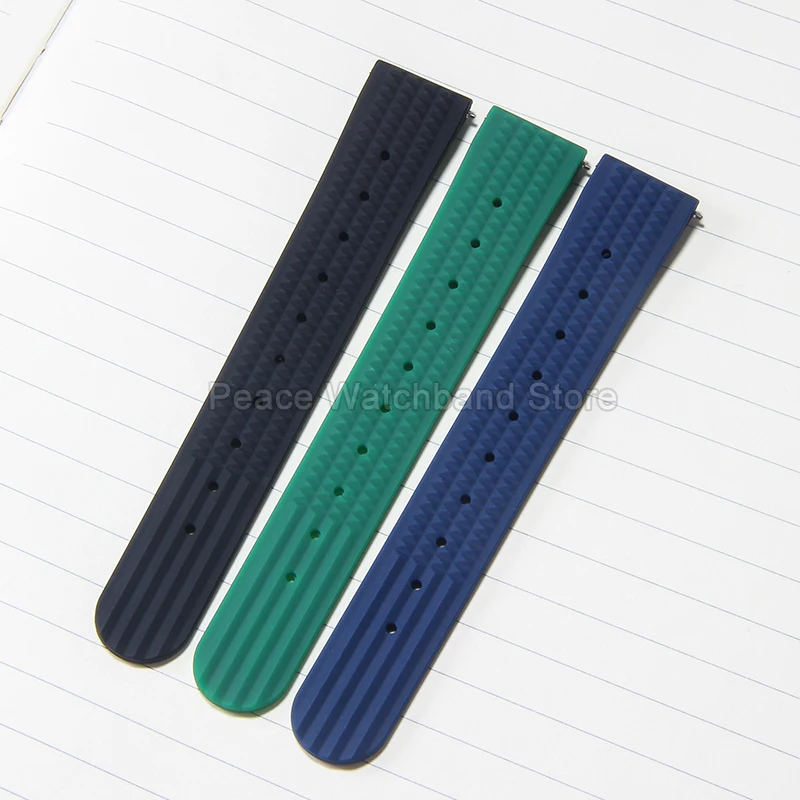 20 22 ملحق ساعة سيليكون أزرق برتقالي أحمر مرن قابل للتنفس لساعة Seiko Rolex MIDO Citizen Tissot ذات واجهة مسطحة