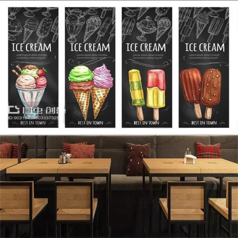 

Custom Delicious Ice Cream Wallpaper for Dessert Shop Snack Bar Industrial Decor Background Mural Self Adhesive Wall Paper 3D