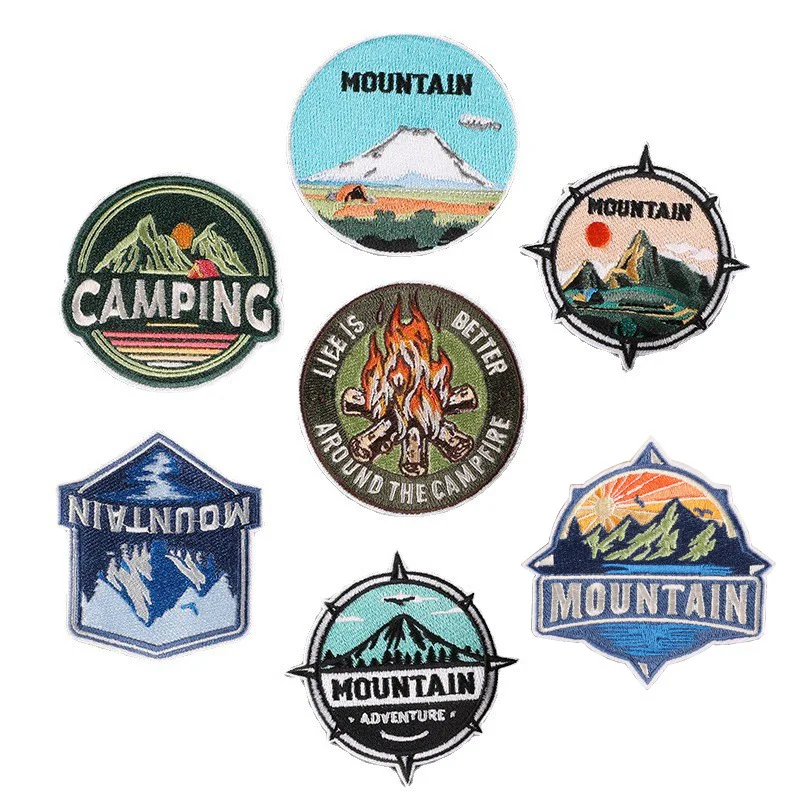 Embroidered Badge Patches for Clothing, Camping Sunglasses, Boy Scout Tent, Mountain Backpack, Embroidered Accessories, Iron on