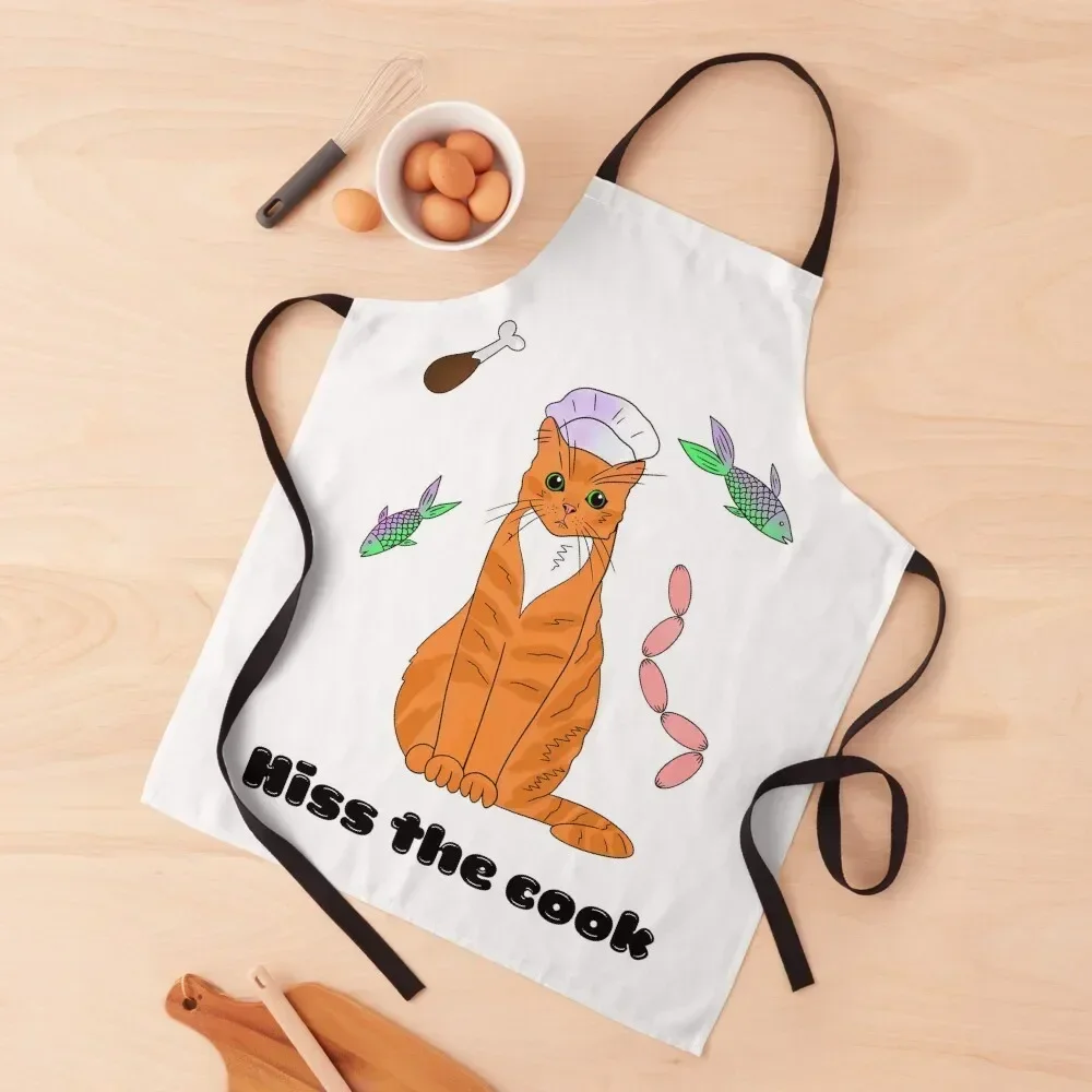 

Hiss the cook - a cute funny cat Apron Kitchenware work ladies kitchen clothes for men Apron