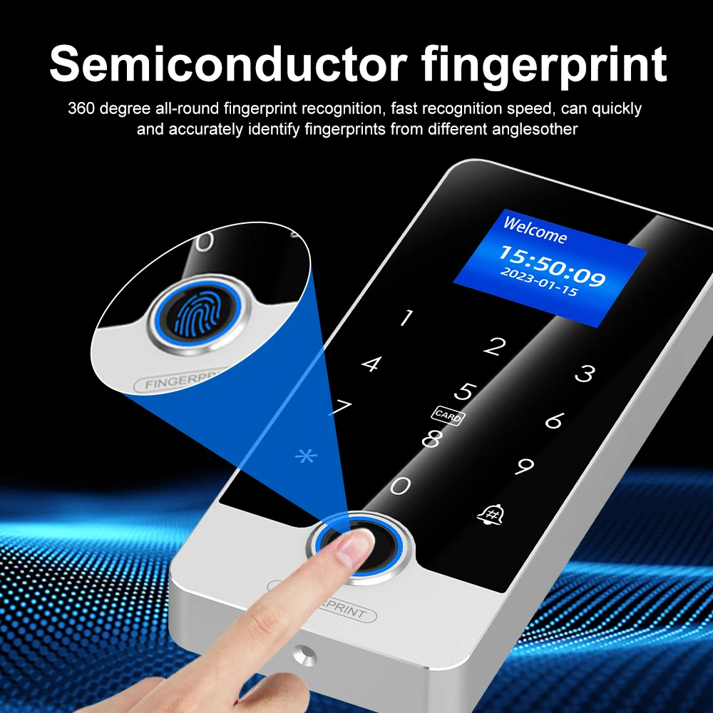 Waterproof Bluetooth Tuya Fingerprint Access Control System RFID Keyboard Metal Touch Keypad WG26 Smart APP Unlock Door Opener