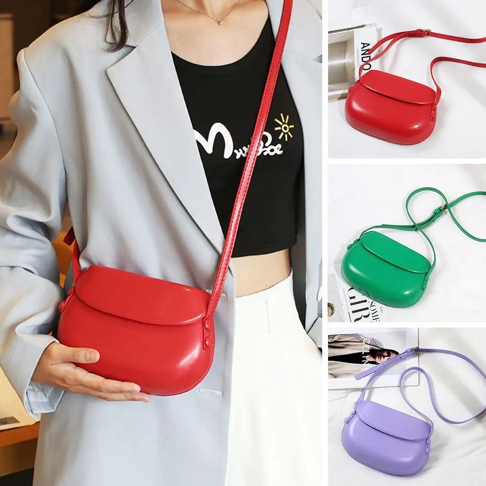 PU Leather Women Crossbody Bag Fashion Luxury Purse Sling Bags Saddle Shoulder Bag Candy Color Girl Messenger Bags