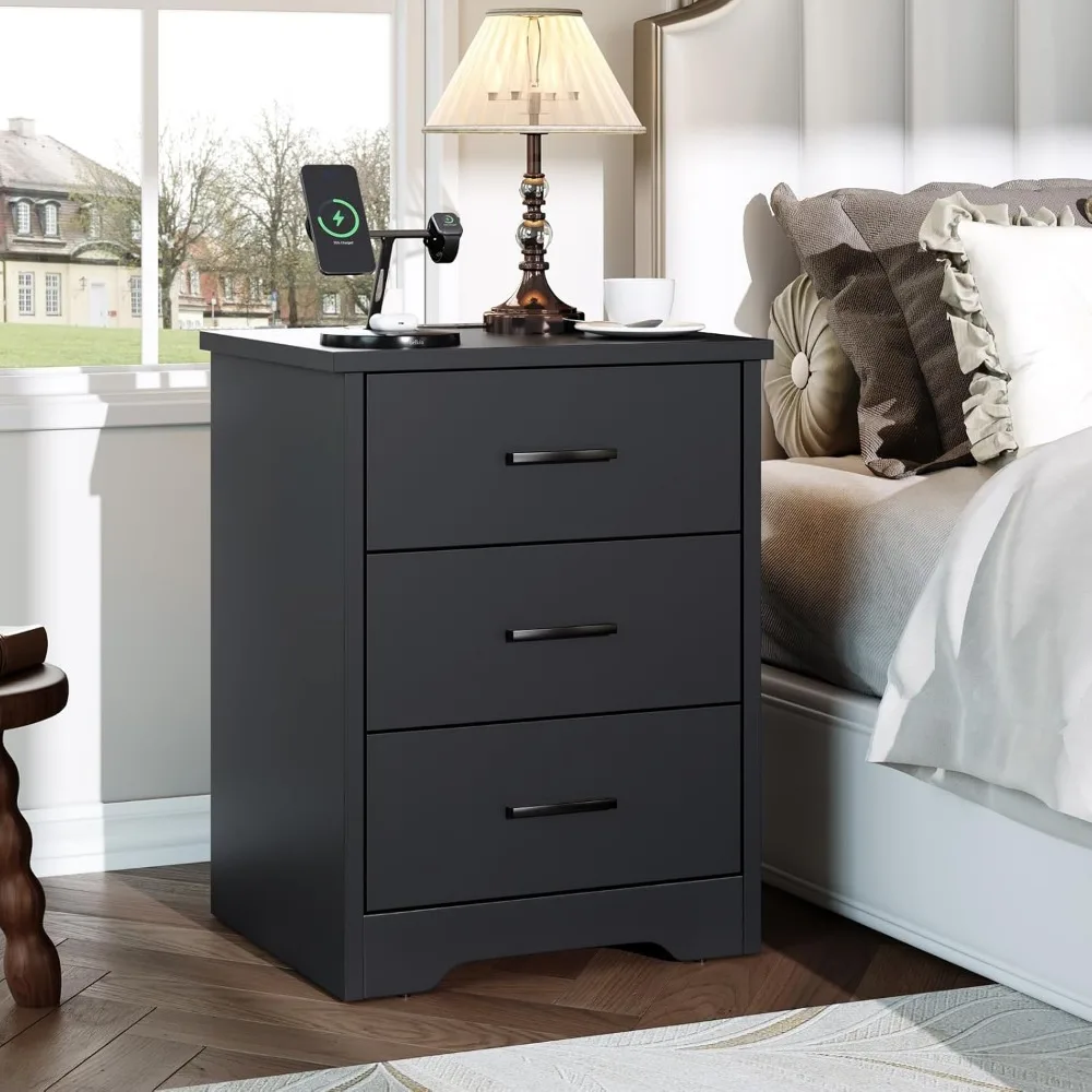 

Dresser for Bedroom, Wood Dresser with 3 Drawers, Modern Minimalist Dressers & Chest of Drawers, 21 Inches Tall Side Table Nigh