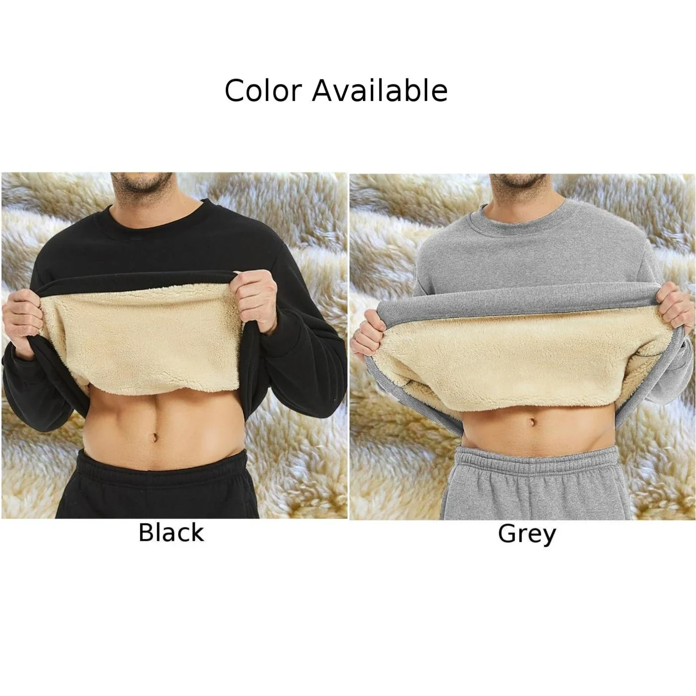 Winter Man Warm Fleece Lined T-Shirt Thick O-Neck Solid Color Basic Pullover Sweatshirt Thermal Underwear Tops Clothing For Men