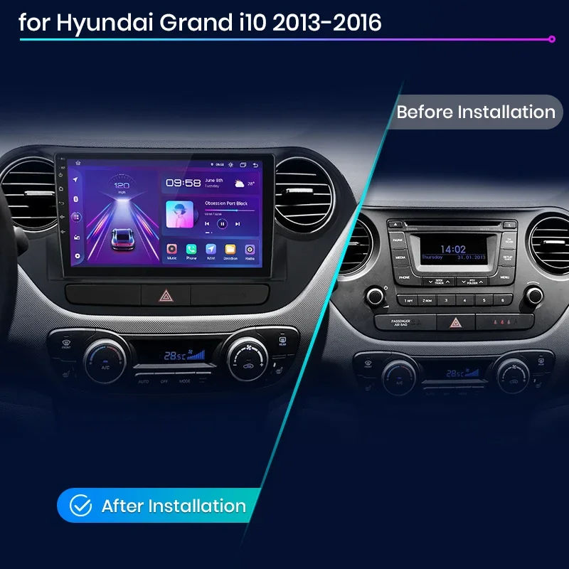 Junsun Wireless CarPlay Android Auto Car Radio for Hyundai Grand I10 2013-2016 Intelligent Systems Smart GPS Autoradio