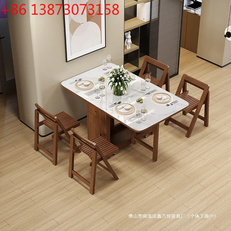 

Бытовой обеденный стол, обеденный стол в скандинавском стиле и комбинация стульев, складной обеденный стол из массива дерева, маленькая квартира