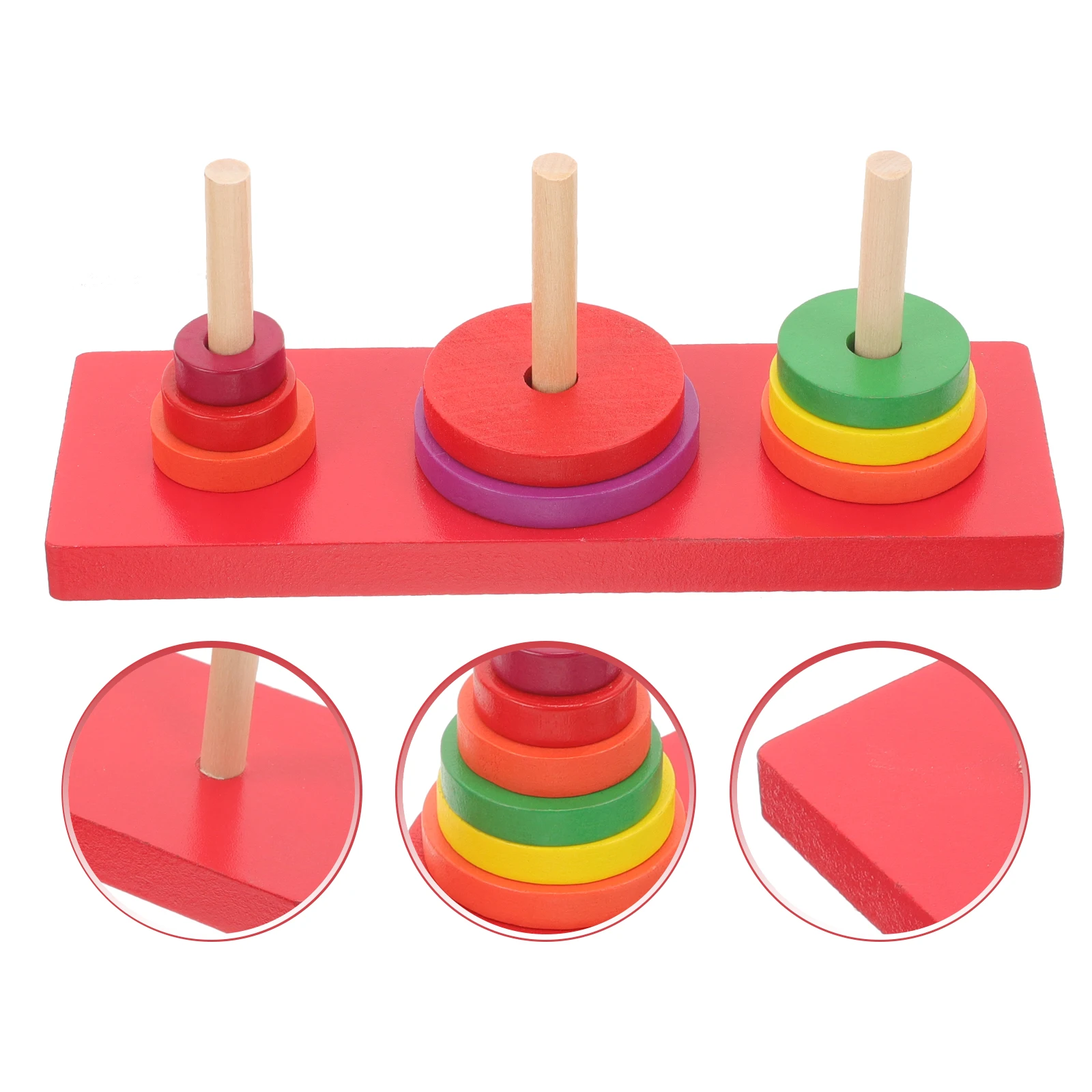 1 ensemble 1 ensemble d'anneaux empilables en bois arc-en-ciel, Puzzle éducatif pour les tout-petits et les enfants, tour de blocs de développement de reconnaissance de taille de couleur