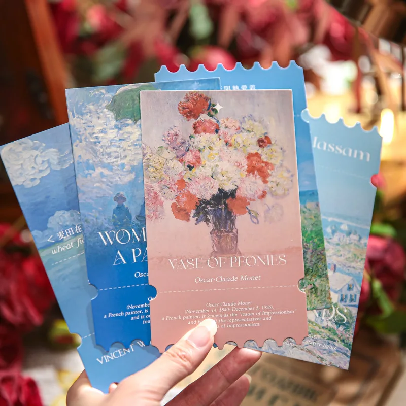 30PCS Romantic Gallery Series Postcard Set - Van Gogh, Monet Vintage Oil Painting Greeting Message Cards Birthday Gift Card