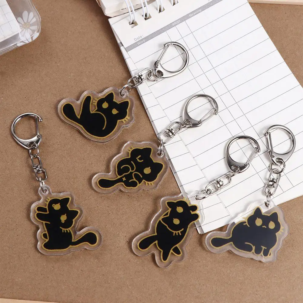 

Cartoon Acrylic Cute Cat Small Black Cat Keychain Couple Bag Mobile Phone Decoration Keychain Small Pendant